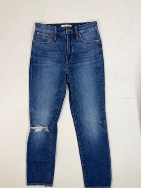 Madewell Womens The Perfect Vintage Crop Jean Blue Size 25 Distressed High Rise